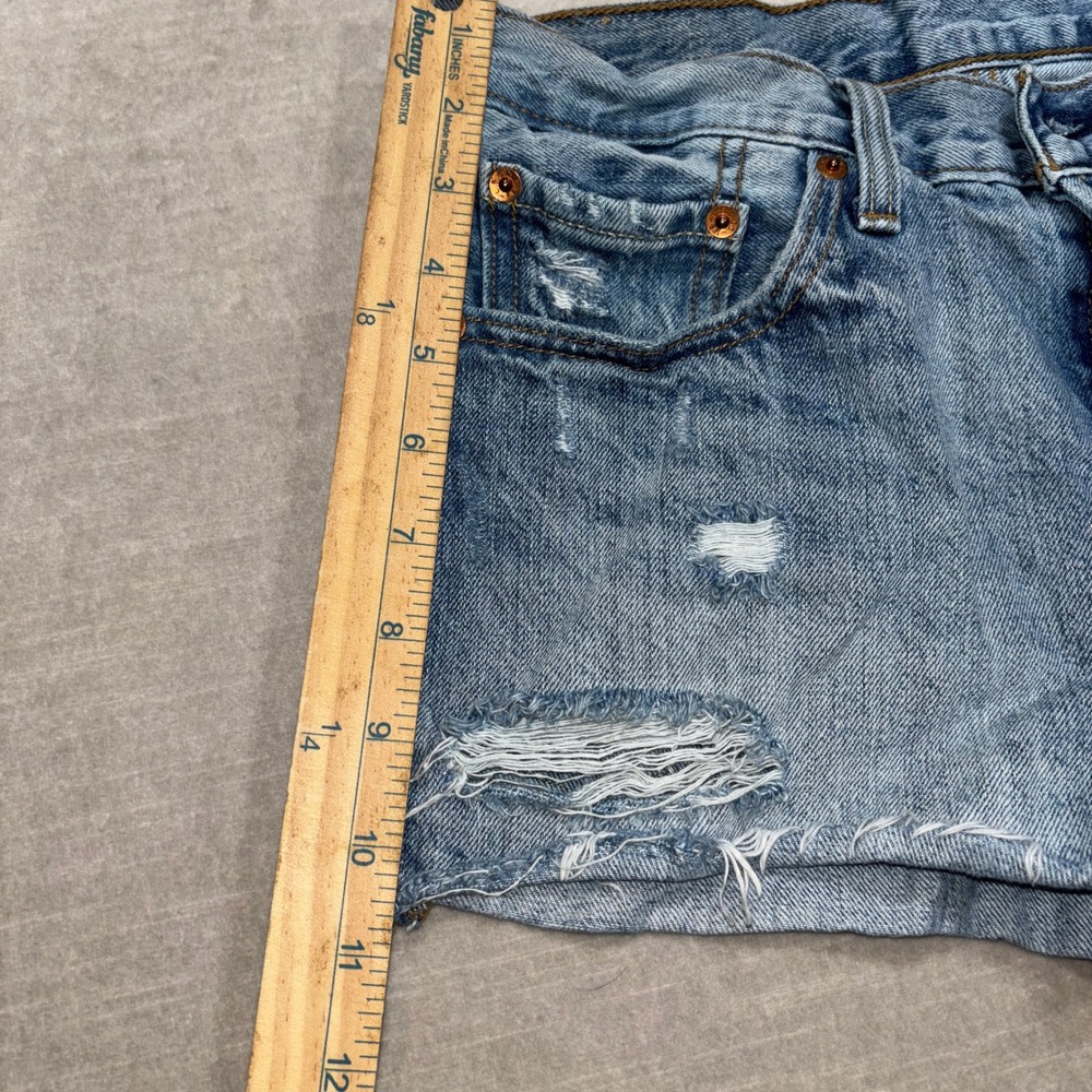 Levi Strauss 501 Denim Cut‎ Off Jean Shorts Button Fly Distressed Womens W27 - Picture 5 of 10